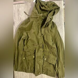 Love Tree Green Hooded Utility Jacket Size Medium